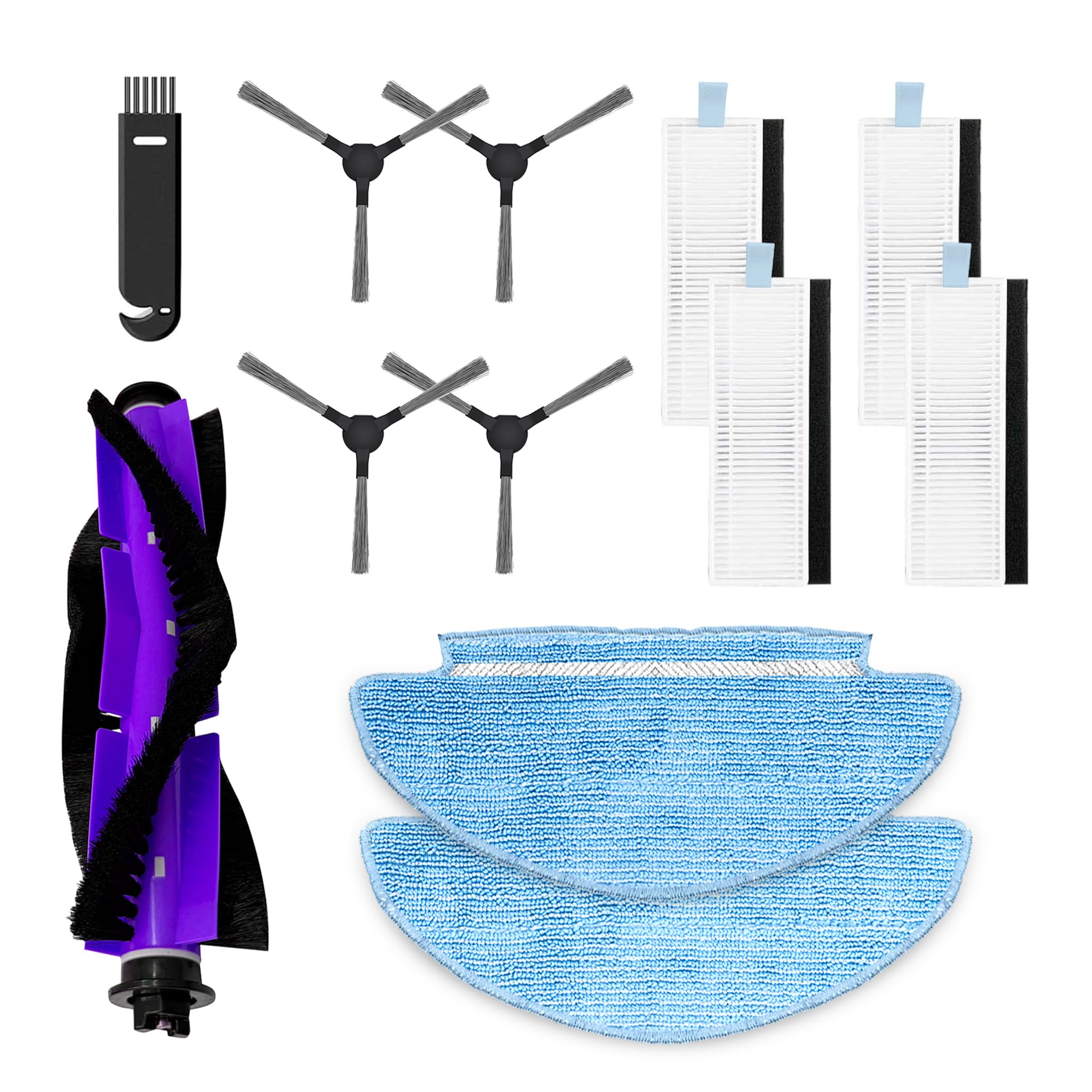 AGARO Alpha Pro Robot Vacuum Kit 1, Replenishment Kit, Accessories Kit, HEPA Filter, Micro-Fiber Mop Cloth, Brush, Mopping, Sweeping, 12 pcs-image-17