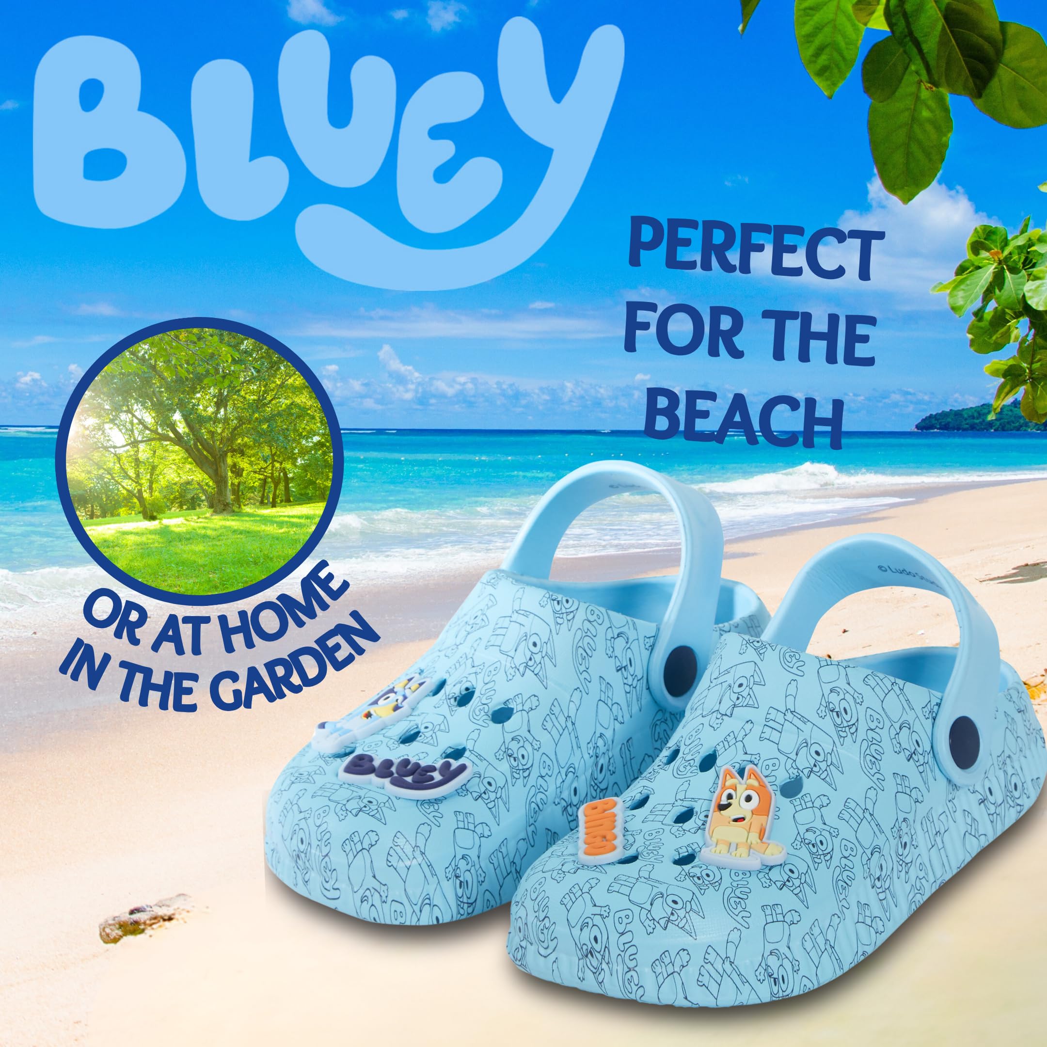 BlueY Zoccoli Bambini con Charm per Ragazzi e Ragazze Sandali Sliders con Cinturino alla Caviglia Scarpe da Spiaggia per Le Vacanze