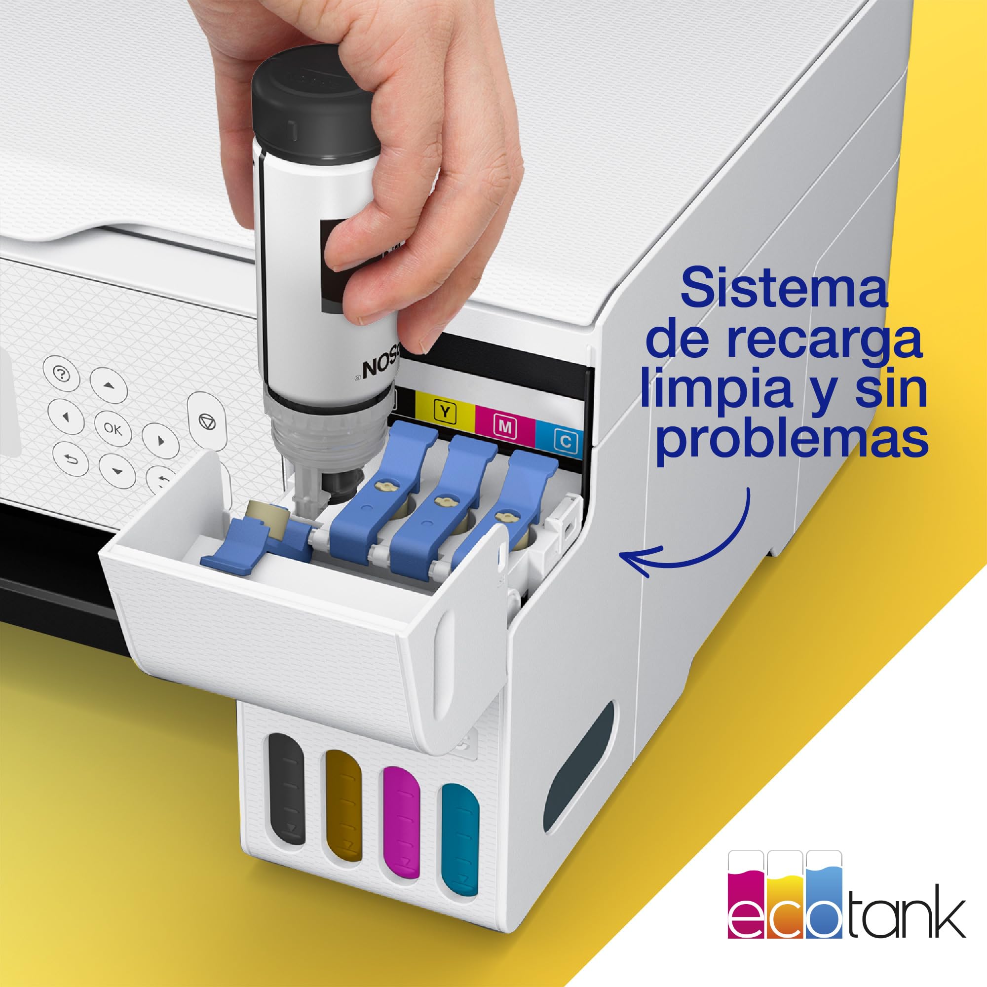 Epson EcoTank ET-2876 Impresora de Depósito de Tinta | Para Uso Intensivo en Hogar | Wi-Fi | A4 | Imprimir, Copiar, Escanear | Pantalla LCD 3,7cm | Tinta Incluida Para 3 Años