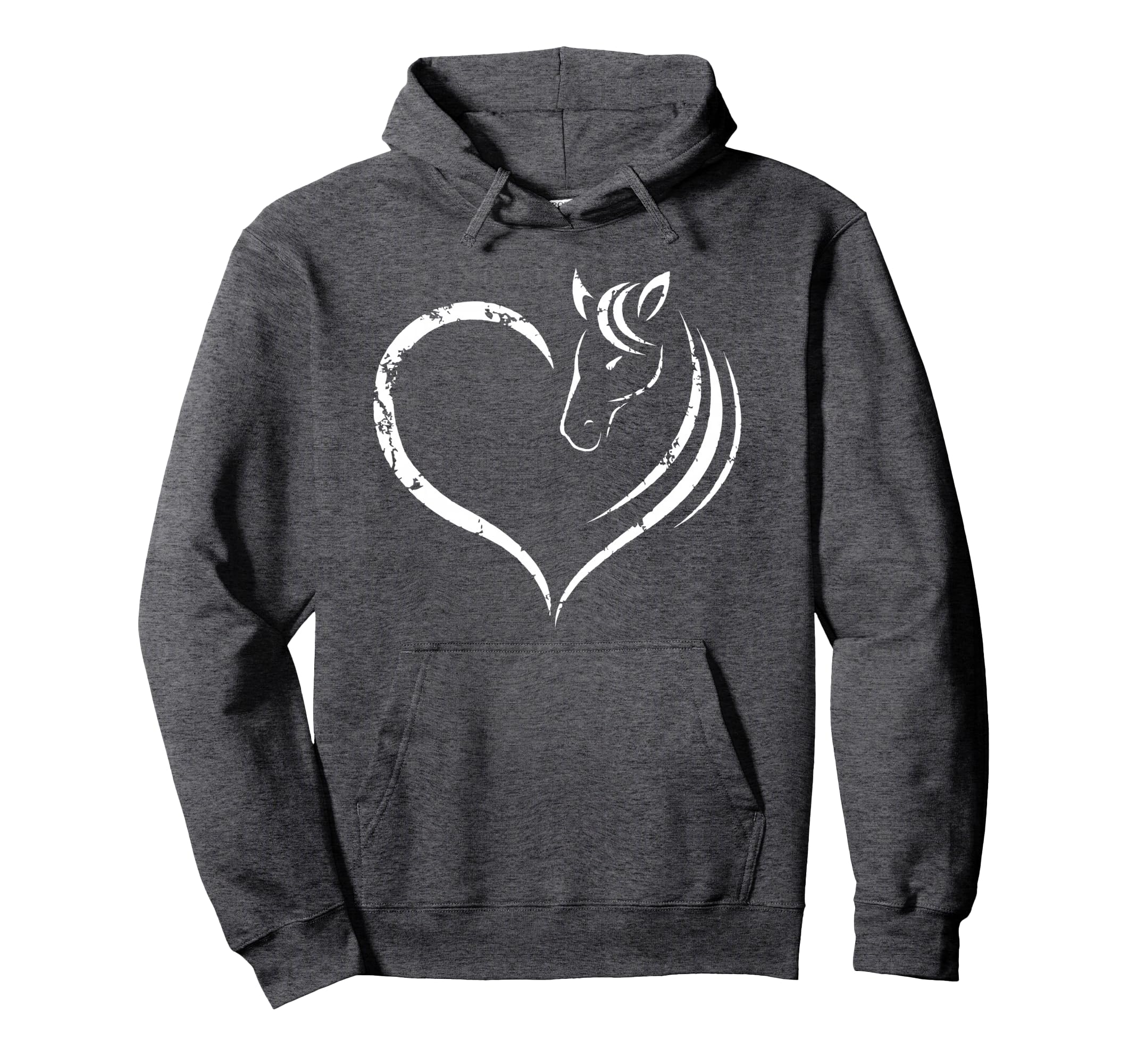 Horse Head Inside Heart Women Ladies Teens Gift Pullover Hoodie