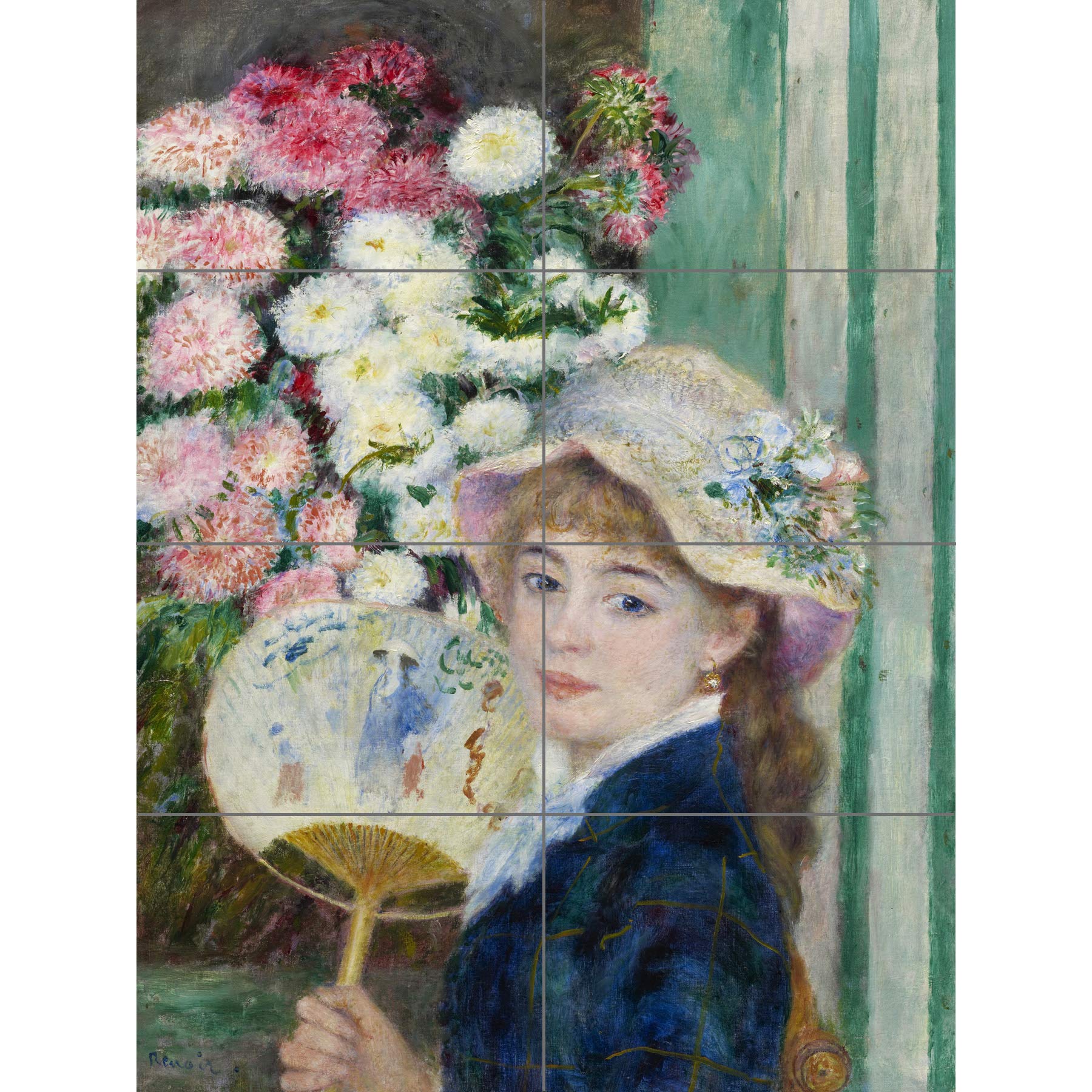 Artery8 Pierre Auguste Renoir Woman With A Fan C1879 Painting XL Giant Panel Poster (8 Sections)
