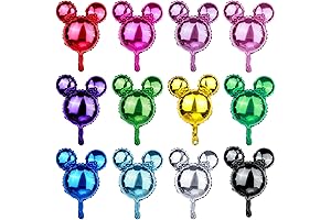 24 Pack Mickey Mouse Head Foil Balloons Colorful Mouse Birthday Mylar Balloons for Party
