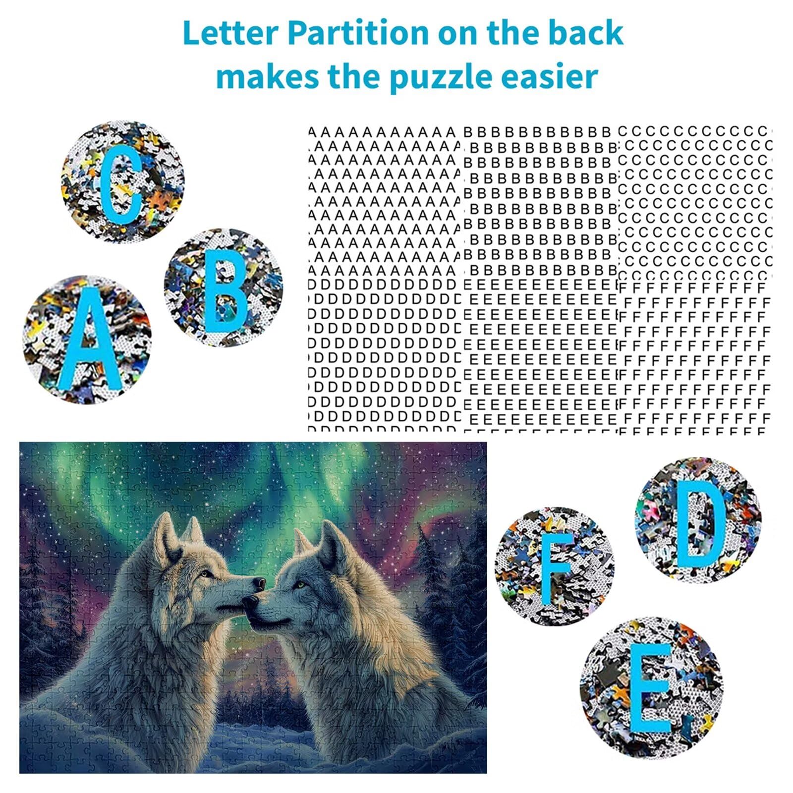 Puzzle 3000 elementów wilk puzzle dla dorosłych zorza 122 x 81 cm unikalne rzemiosło klasyczne 3D drewniana układanka do rodzinnych gier aktywnych, układanka do samodzielnego wykonania nawet do
