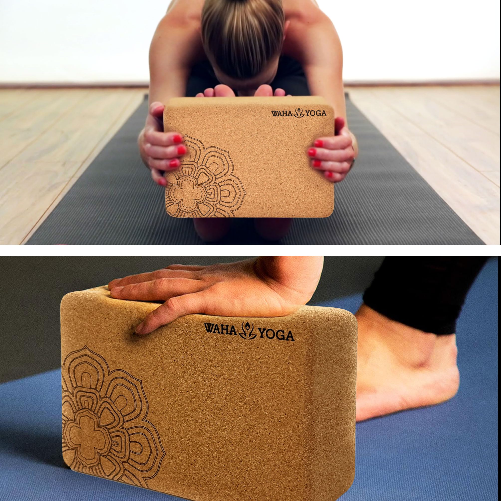 Amazon | Waha Yoga - コルク ヨガ ブロック - 22.5 x 15 x 7.5 cm