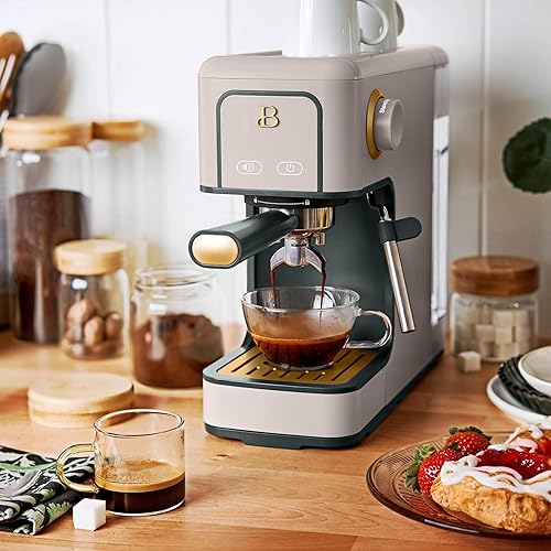 Miniatura 8 de Hermosa cafetera de espresso delgada de Drew Barrymore - Acabado elegante a presión de 20 bares (marrón topo)