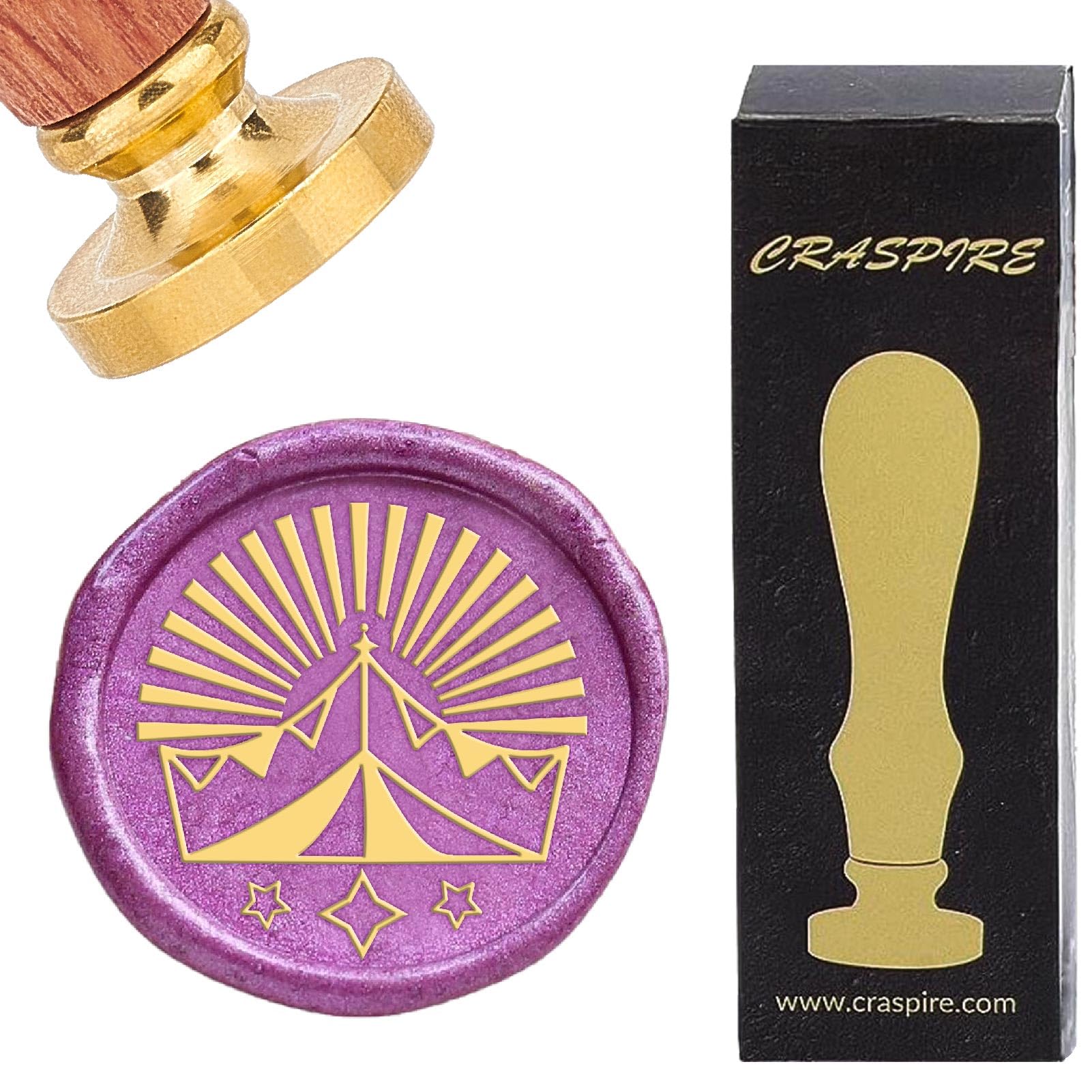 CRASPIRE Peacock Wax Seal Stamp - 25mm Brass Head With Rosewood Handle For Wedding Invitations