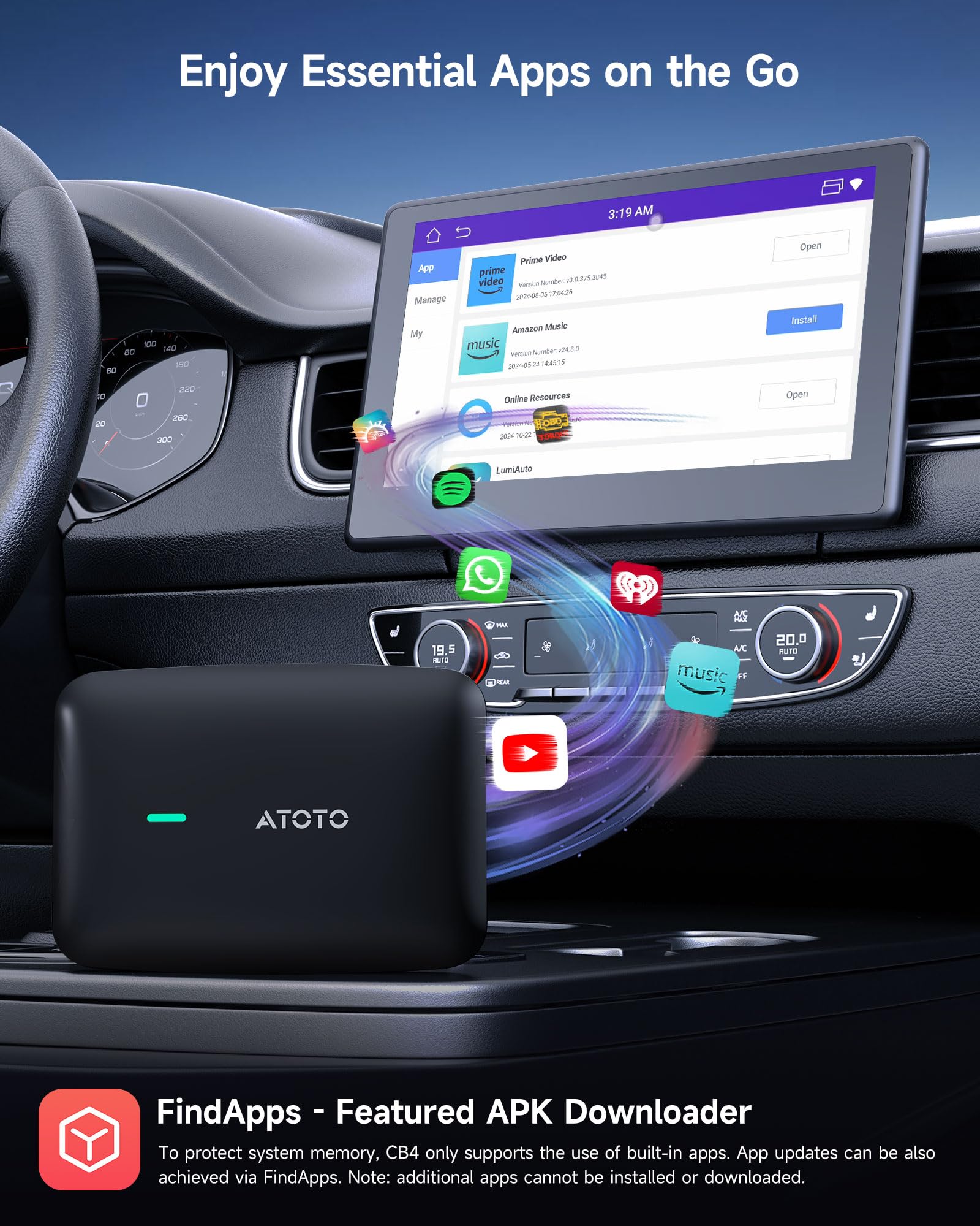 CarWave CB4B Car Smart Box, ATOTOLIFE Wireless Carplay Adapter