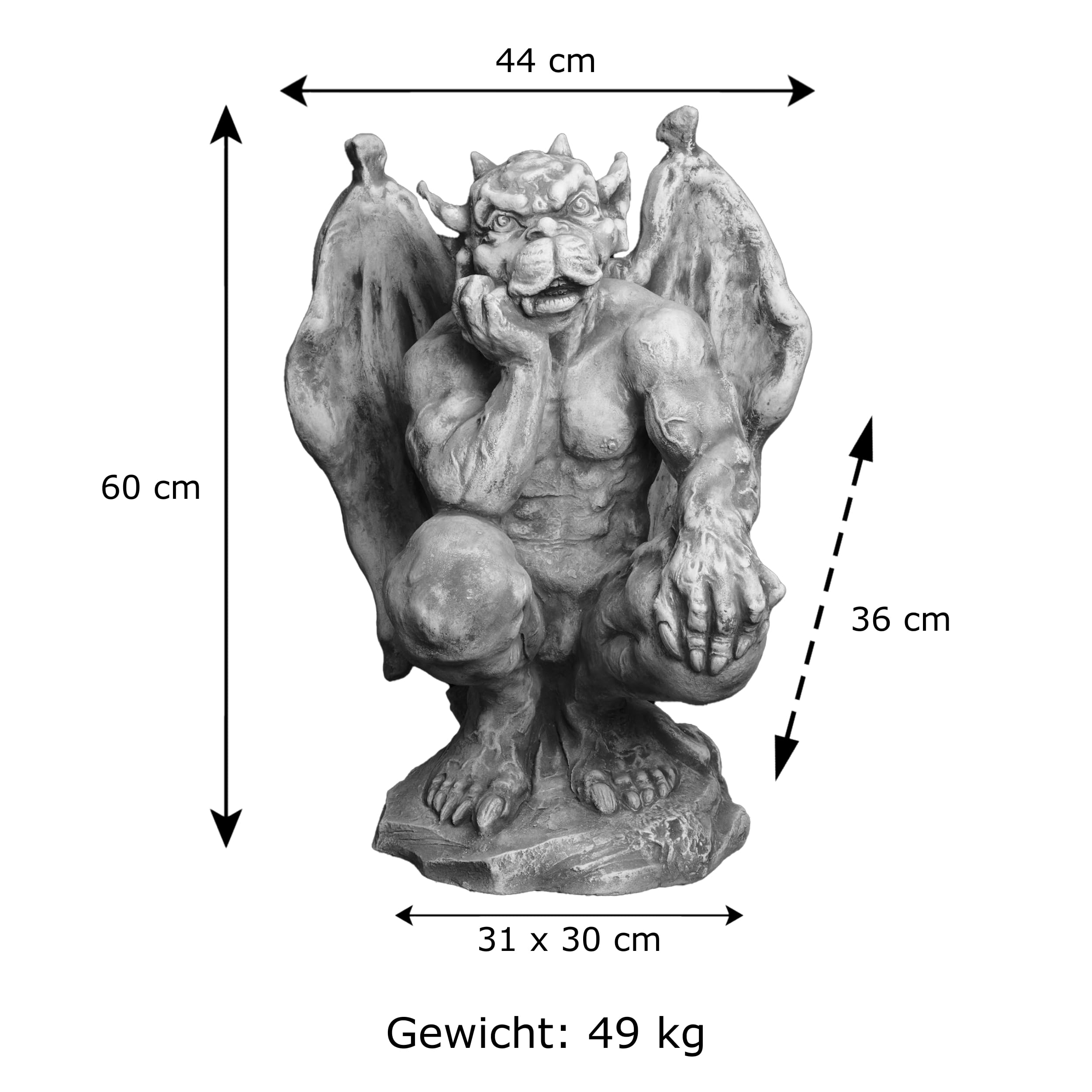 gartendekoparadies.de Statue énorme Massive gargouille Gardien en Pierre reconstituée, résistant au Gel