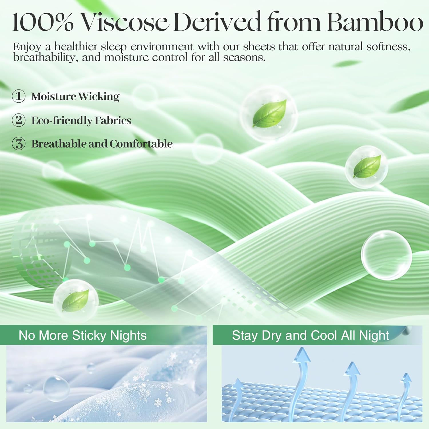 Silver Infused Bed Sheets Set, Temperature-Regulating Fabric with Self-Cleaning Technology for 3X Freshness Sleep, Genuine 100% Organic Viscose Derived from Bamboo (OffWhite, King) - Image 4