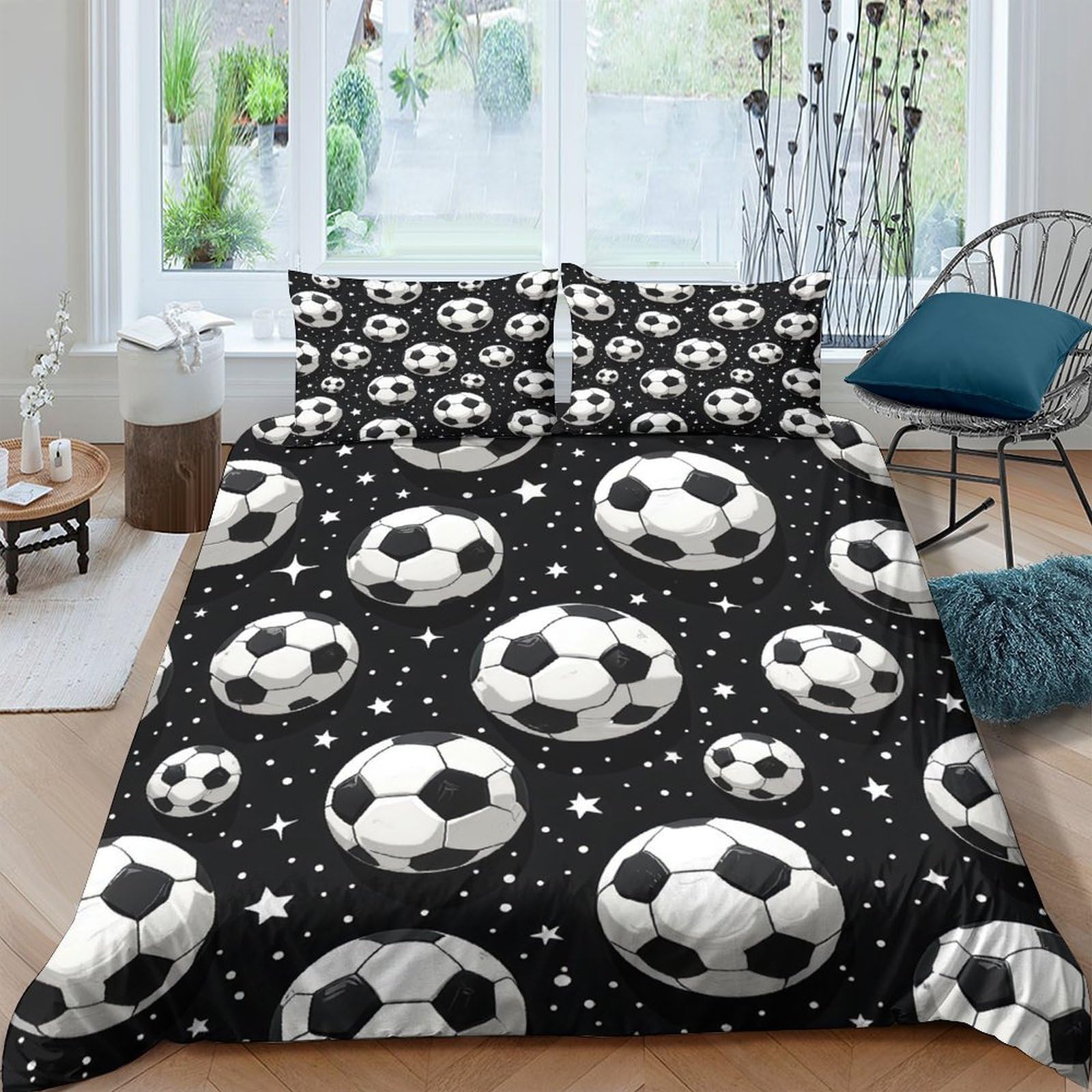Ctjqhvkz Style-10 3D Printed Football Pattern Fitted Sheet Microfiber Soft Breathable Soccer Ball Bed Cover For Bedroom Dorm Decor Single（135X200cm）