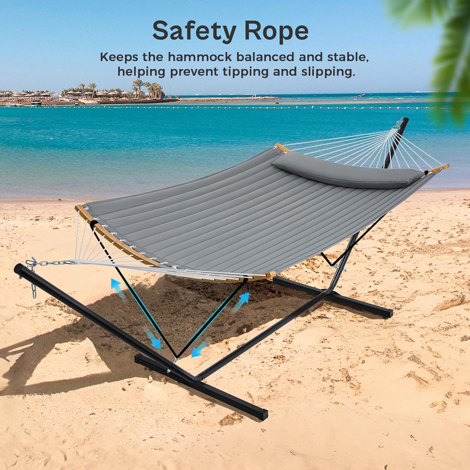 Image showing how to adjust the hammock height using the adjustable chains.