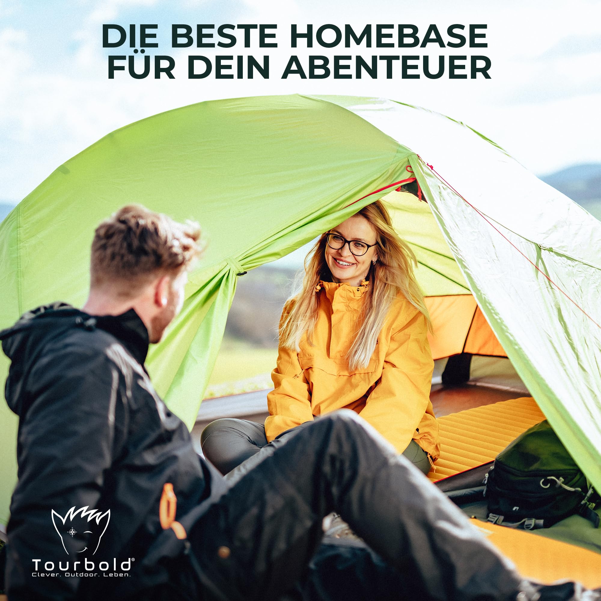 TOURBOLD® Tourbude II 2 Personen Zelt Ultraleicht <3 kg 5 Min. Aufbau | Wasserdicht 3.000 mm Doppelschicht Footprint inklusive Trekking Camping Festival