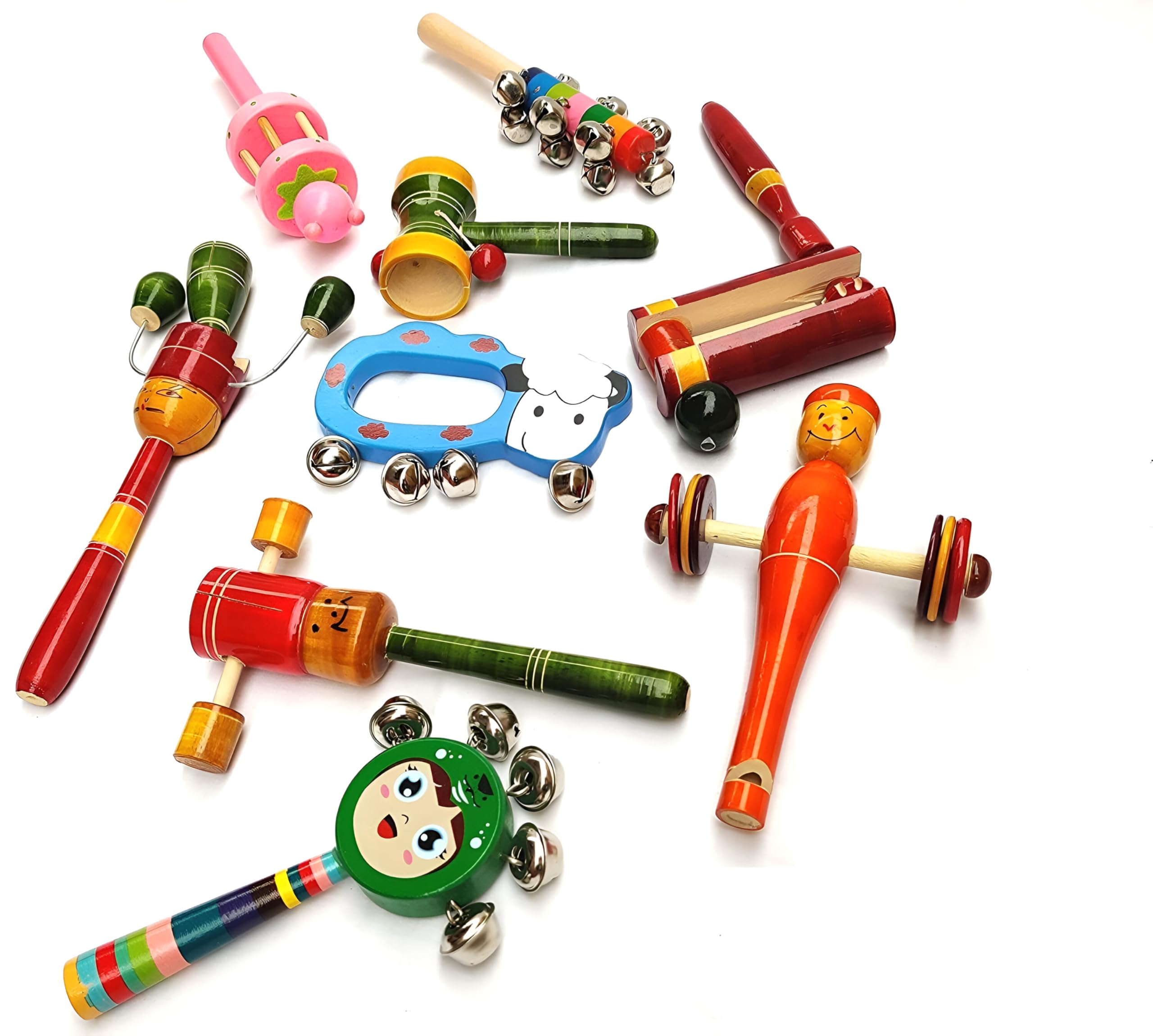 Channapatna Toys Wooden Rattles for Baby, Infants, New Born Babies Toys (0 to 6 to 12 Months) - Set of 9 pcs - Multicolor - Discover Sounds, Develops Sensory Skills (B0B7GDRKGN) Amazon Price History, Amazon Price Tracker