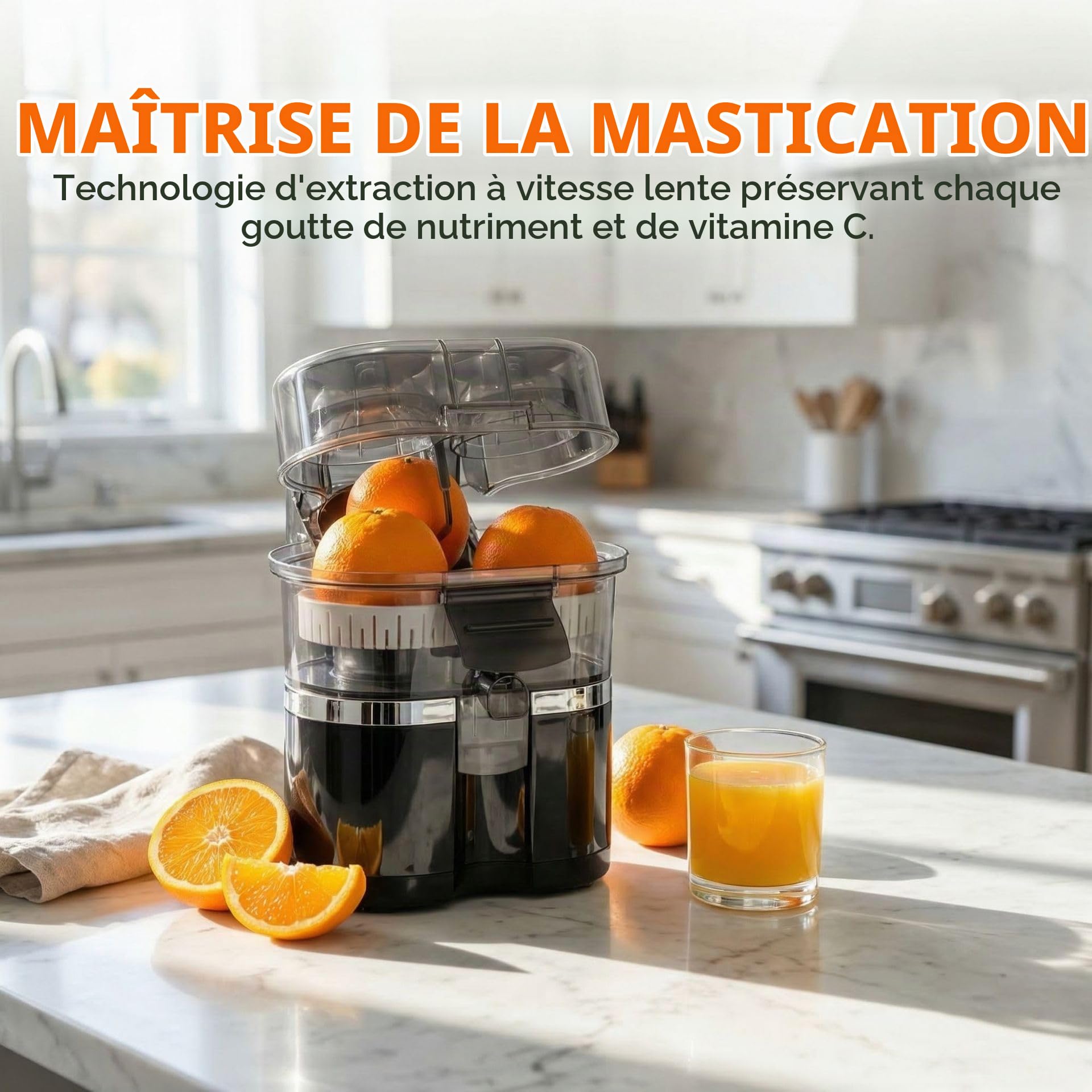 Presse-Agrumes Automatique À Double Tête, Presse Agrume Electrique, Extracteur De Fruits Multifonctionel Et Coupeur, 200w Machine A Jus Pour Orange Citron Pamplemousse (B)