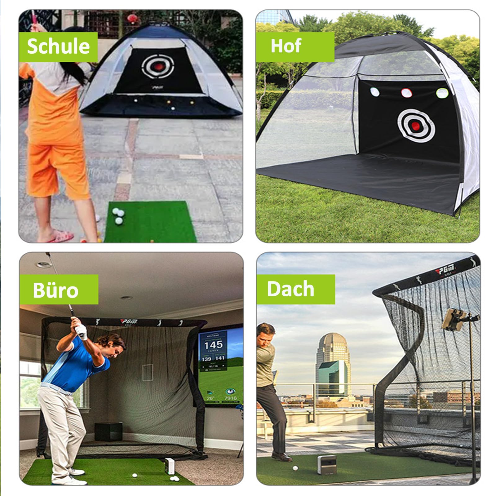 Golfnetz, Golf Trainingsnetz mit Schlagmatte für Hinterhof Drinnen Draußen Chipping Driving, Geschenk für Männer