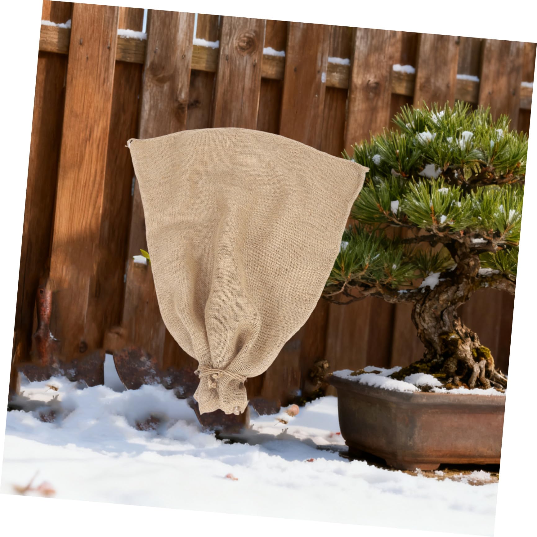 Abaodam 2 Pezzi Coperture per Piante in Iuta Antigelo con Coulisse Regolabile 80X100 CM, Sacchi Isolanti Riutilizzabili per Protezione Invernale di Arbusti e Alberi da Frutto, Resistente a