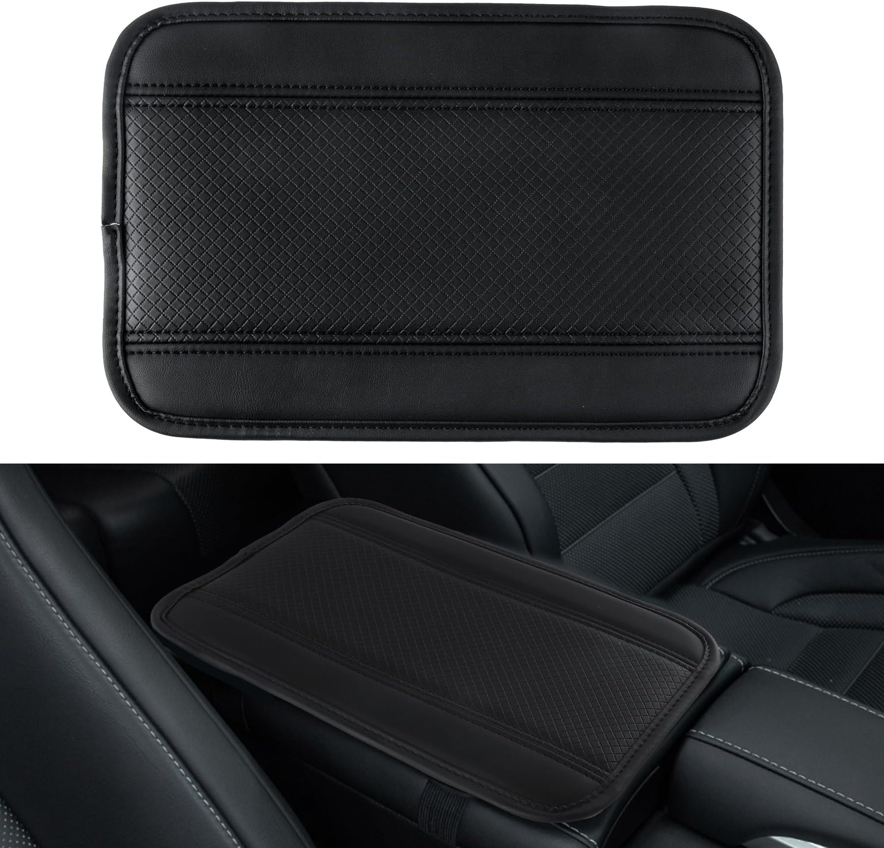 Sodcay 1 PC Auto Center Console Pad, PU Leather Car Armrest