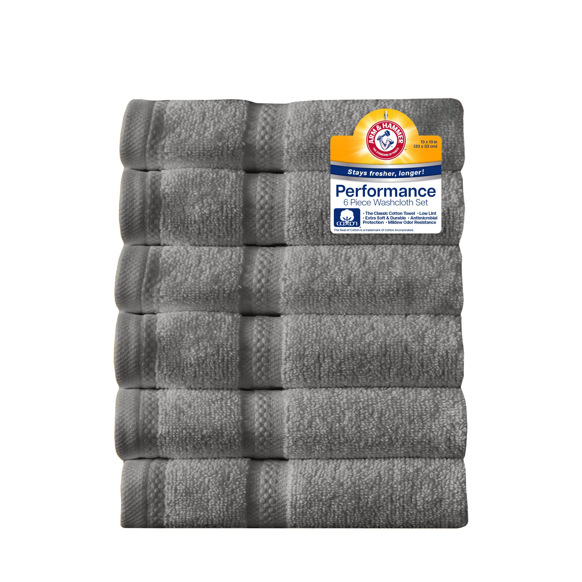 Gants de toilette Arm & Hammer gris performants à haute absorption