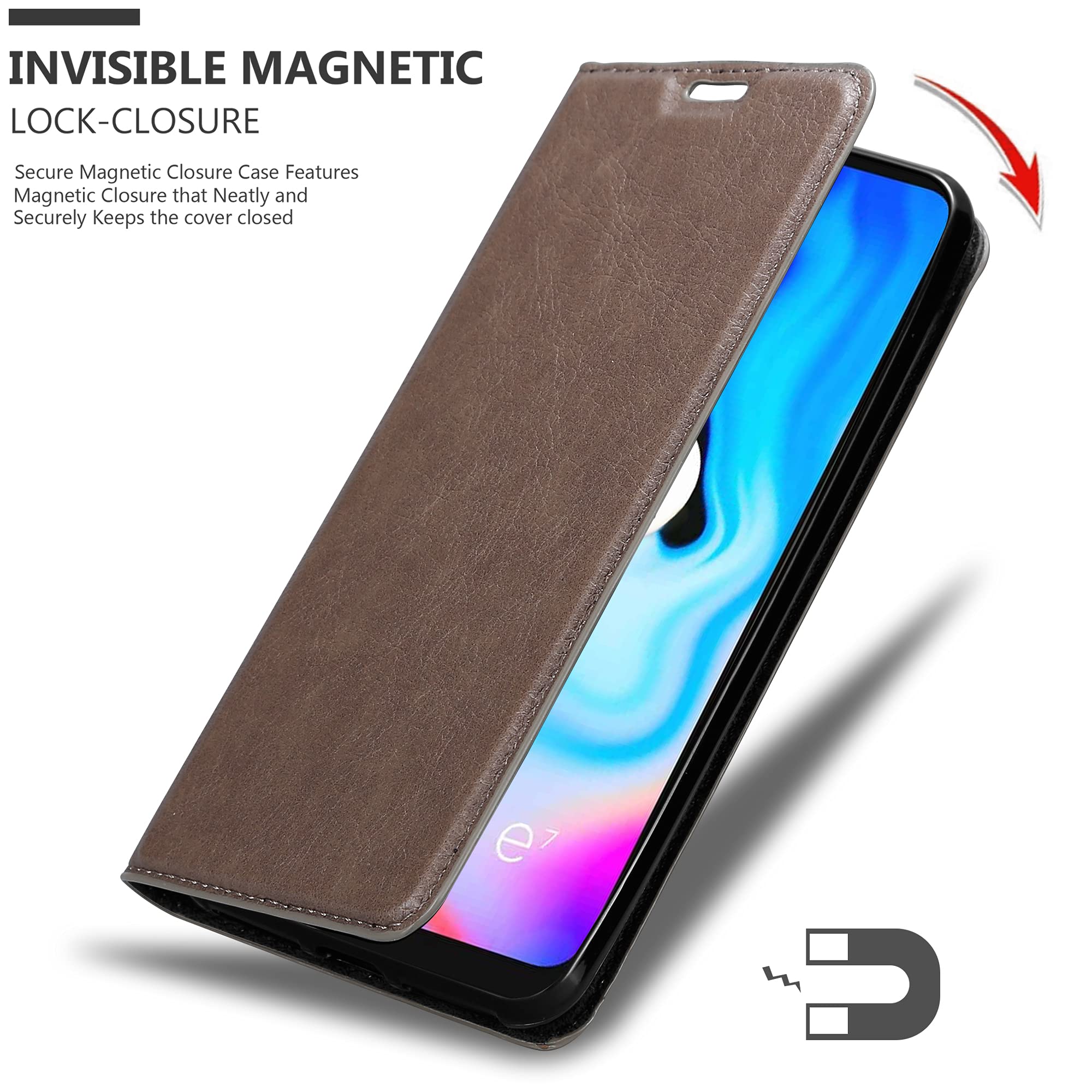 Custodia A Portafoglio In Pelle PU Per Motorola Moto E7i Power – Flip Cover Con Slot Per Carte E Contanti, Grigio, Antiurto