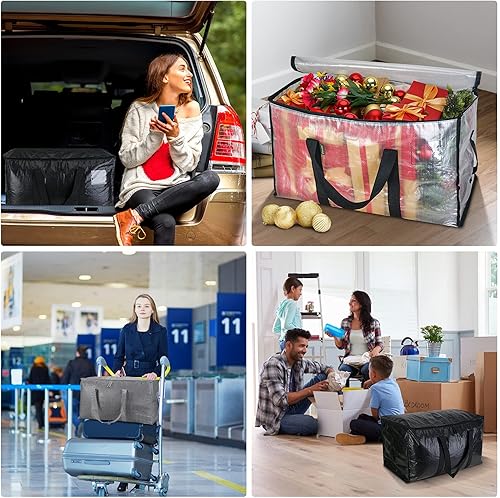 Miniatura 10 de BALEINE - Paquete de 2 bolsas de mudanza extragrandes, con asas reforzadas, bolsa de almacenamiento resistente para ropa, suministros de mudanza,