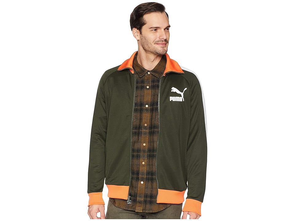 

PUMA T7 Vintage Track Jacket (Forest Night/Puma White/Firecracker) Men's Coat