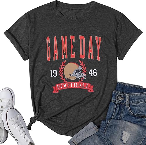 Camiseta de fútbol para mujer, camiseta de manga corta para fanáticos del fútbol americano