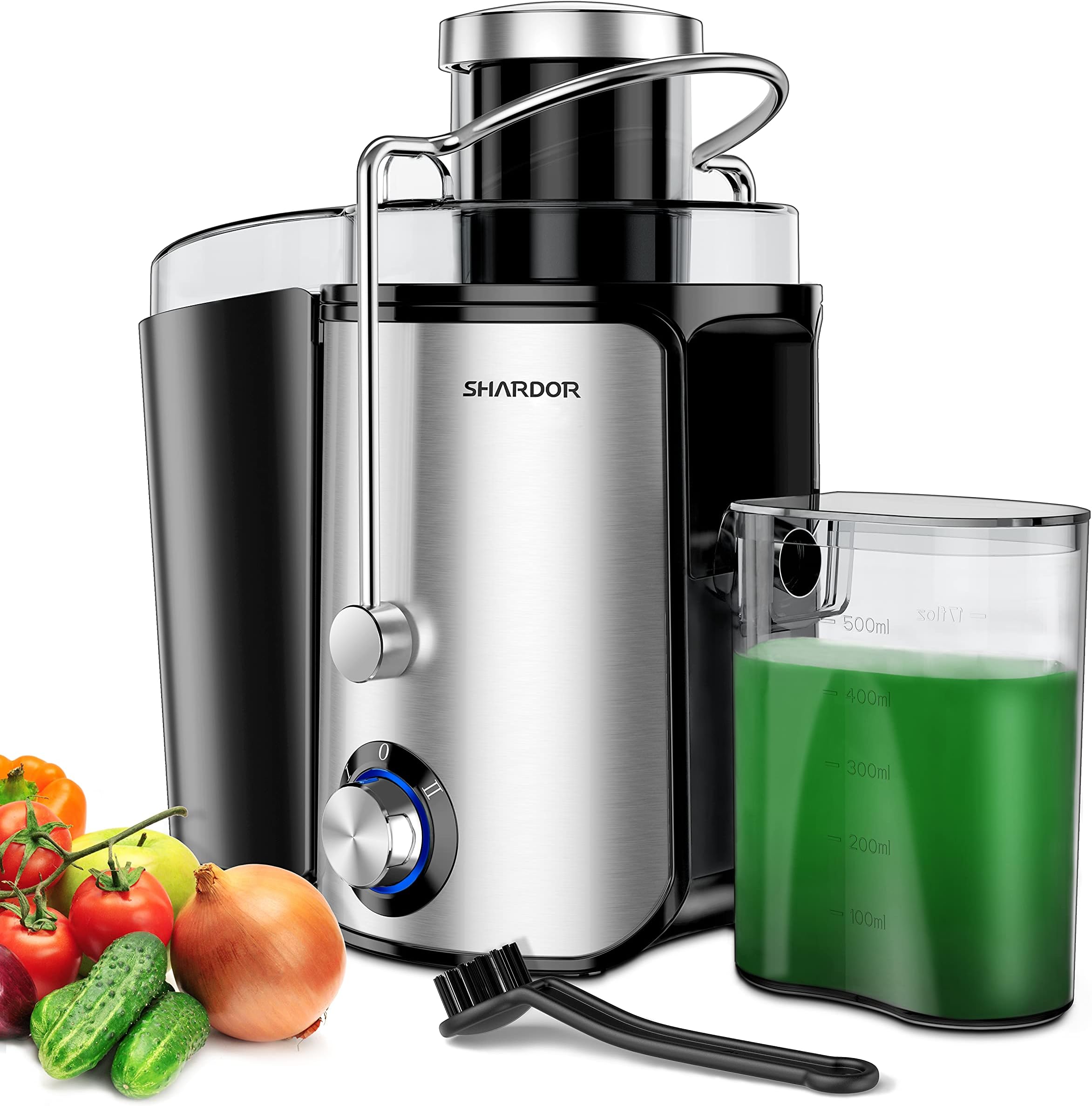 SHARDOR Juicer Machines, Centrifugal Juicer with 3" Feed Chute, Dual Speeds, Whole Fruits & Vegetables, BPA-Free, 500ml, 800W