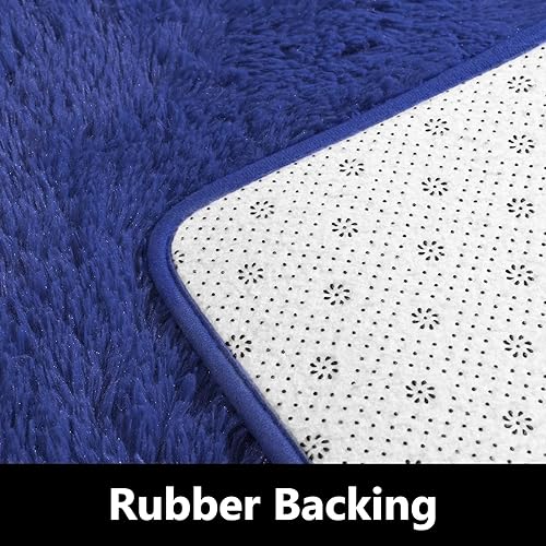 Miniatura 5 de Alfombra redonda azul marino para dormitorio de niñas, alfombra circular esponjosa de 4 x 4 pies para decoración de habitación de niños, alfombra