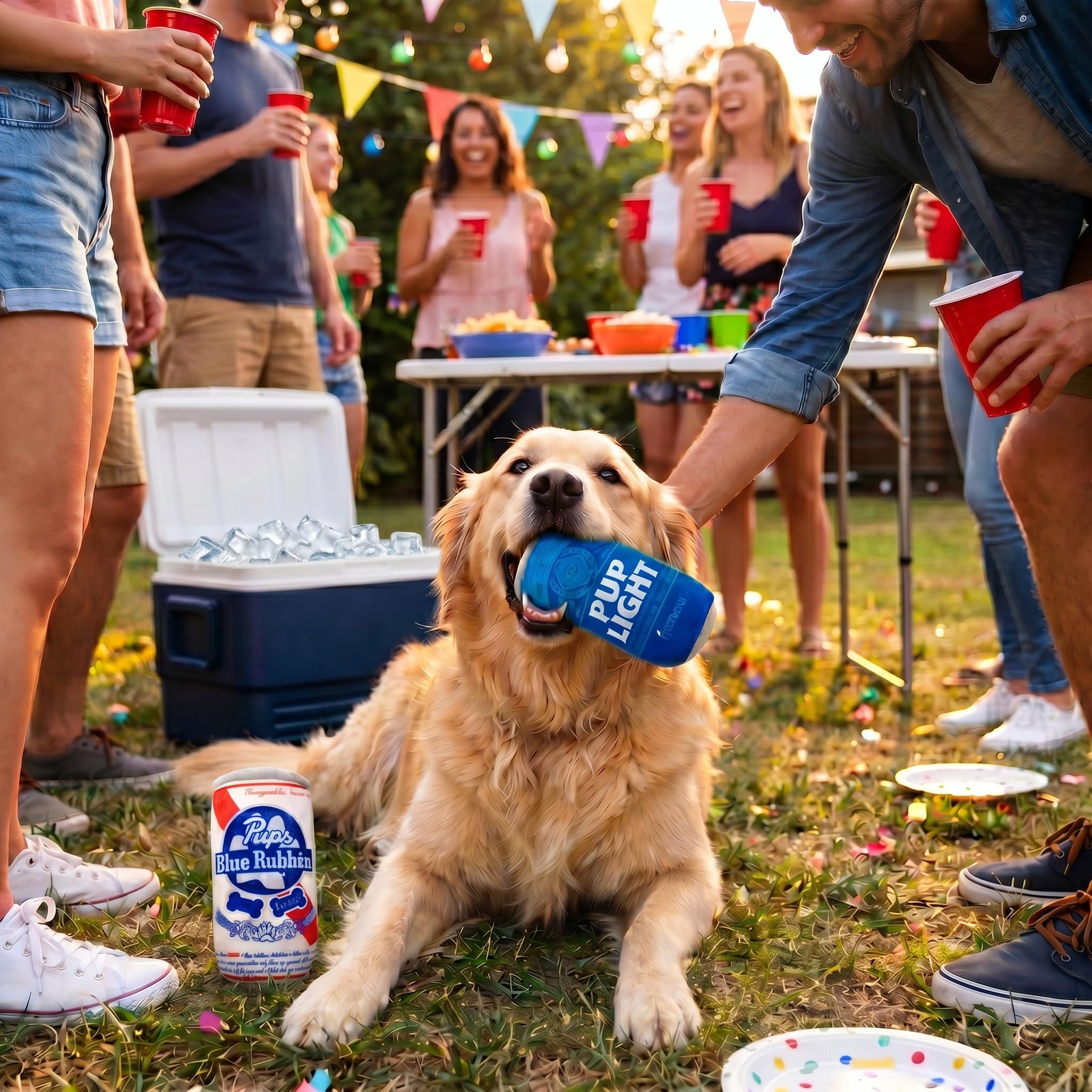 Nestpark Pup Light and Pups Blue Rubbin – Parodie Bier Hundespielzeug – lustiges Plüsch-Hundespielzeug, quietschendes und knisterndes Hundespielzeug, Geschenk für Hunde, Geburtstag, 2 Stück (Mix)