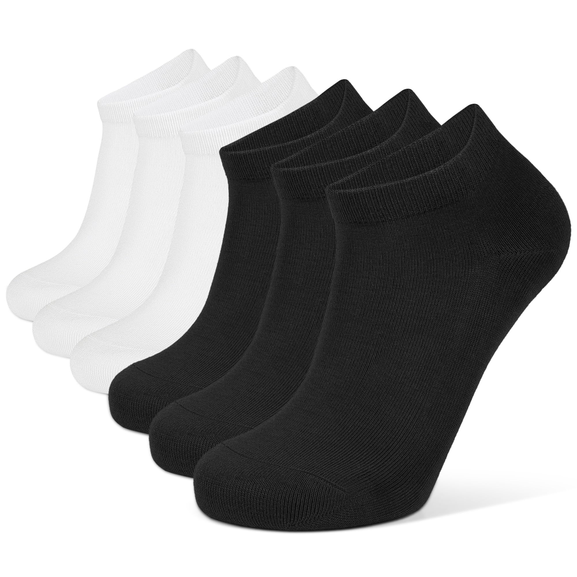Closemate 6 Calcetines Tobilleros de Bambú Hombre Mujer Transpirables Calcetines Cortos Verano Sin Costuras Calcetines Finos de Secado Rápido Calcetines Bajos de Trabajo Blanco Negro Gris