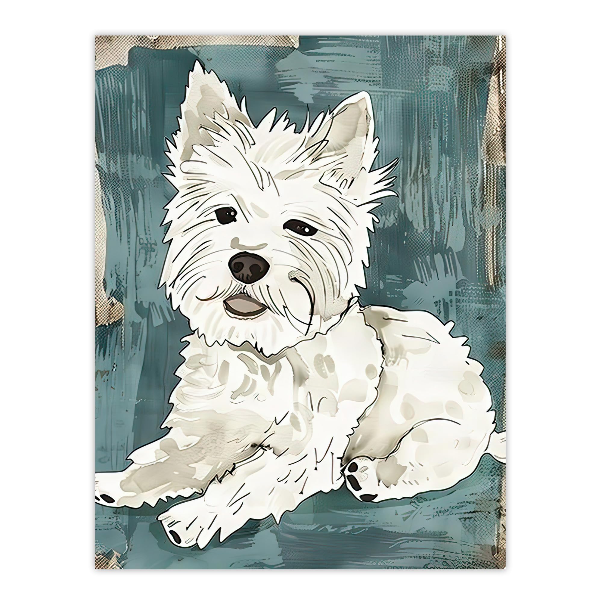 Artery8 Dog Lover West Highland Terrier Wall Art Print Blue W18" x H24"