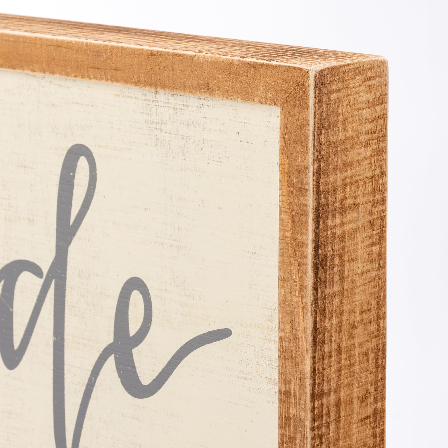 Primitives by Kathy Cartel de Caja insertada, diseño ilustrado a Mano Letrero de decoración del hogar, Crema y Madera