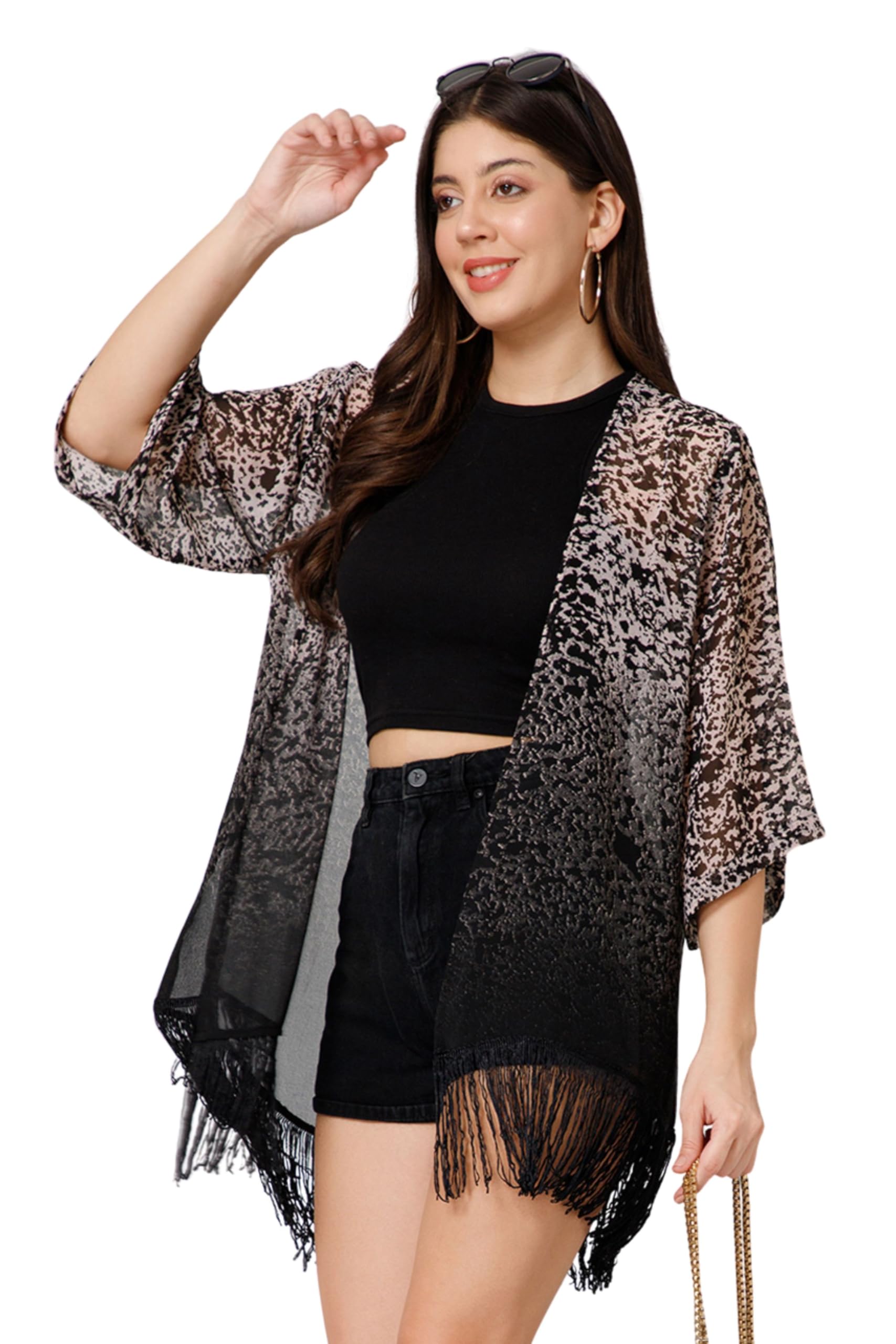 Women's Polyester Shawl Neck Shrug Sweater (PY4116SRGBGBK_Beige_Free Size)-image-31