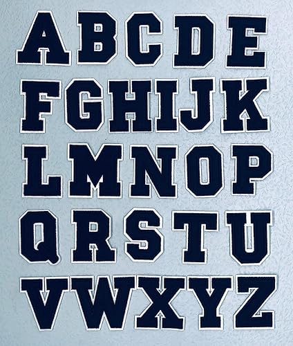 Miniatura 3 de Letras y números medianos para planchar para ropa, sombrero Jeysey, chaquetas de letras, ropa bordada, parches de letras universitarias azul marino