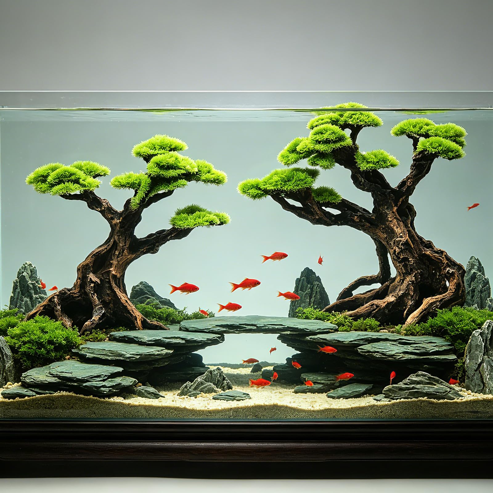 Bonsaï artificiel en résine pour aquarium, décoration d'aquarium avec cachette pour crevettes Betta, cichlidés, eau douce et eau salée