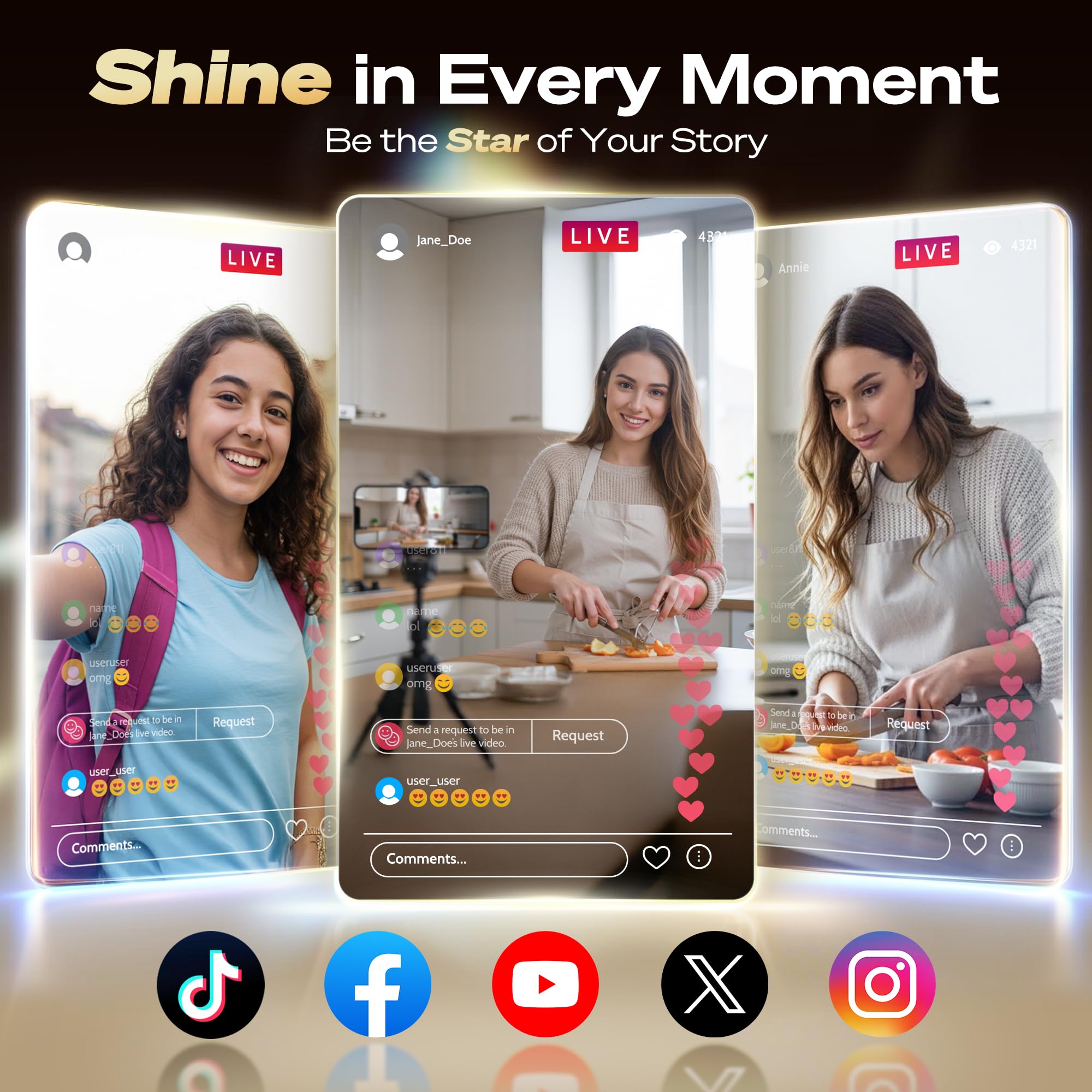 SYNCO XView Vlog Selfie Monitor Pantalla para iPhone 7-17, altavoz integrado, cámara trasera inalámbrica magnética 1080P/4K con 164 pies 3H para YouTube TikTok (negro)