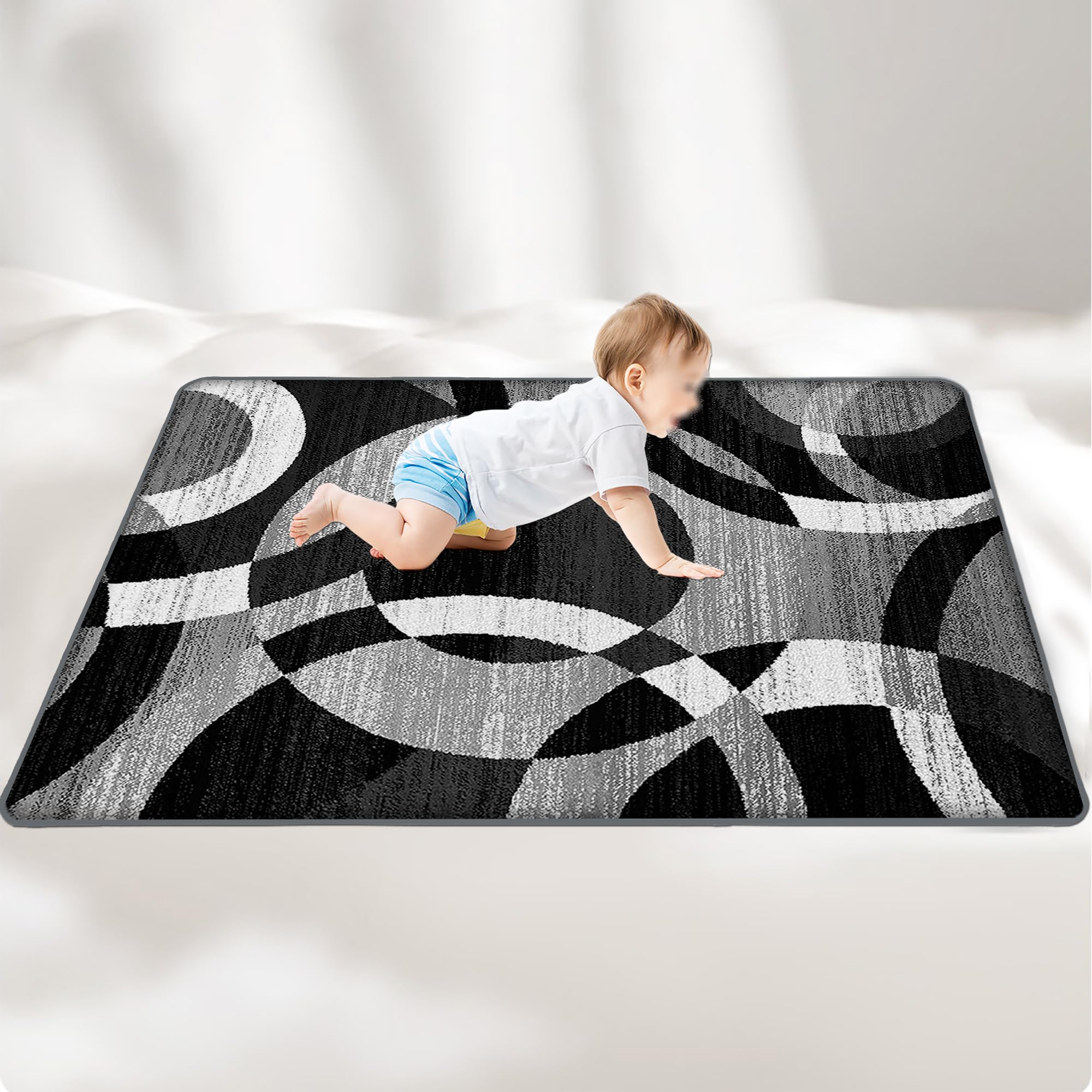 Zteiuqx Coral Velvet Baby Play Mat for Crawling Playing for Bedroom, 2CM Thick Baby Crawling Mat Nursery Rug, Kids Room, Nursery Babies Mats for Floor Play Non-slip Backing 100x100cm/39.37x39.37inch