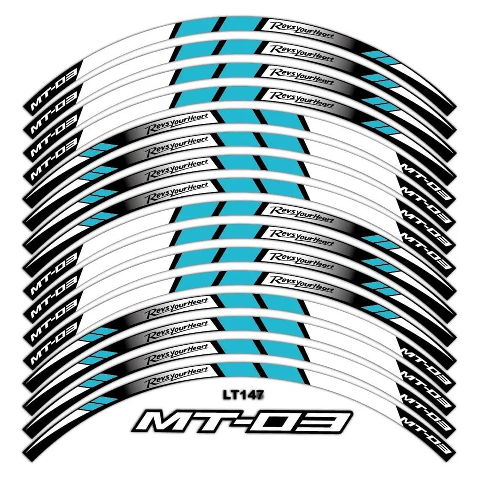 Piwine Style 2 Stickers Motorcycle Wheel Stickers Night Reflective Decorative Rim For Yamaha Mt03 Mt-03 Mt03(Style 2)