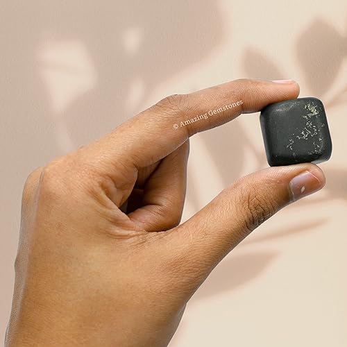 Miniatura 5 de Cristales de Shungite y piedras curativas en rodado, piedras preciosas de shungita de 1 onza, piedras curativas naturales para equilibrio