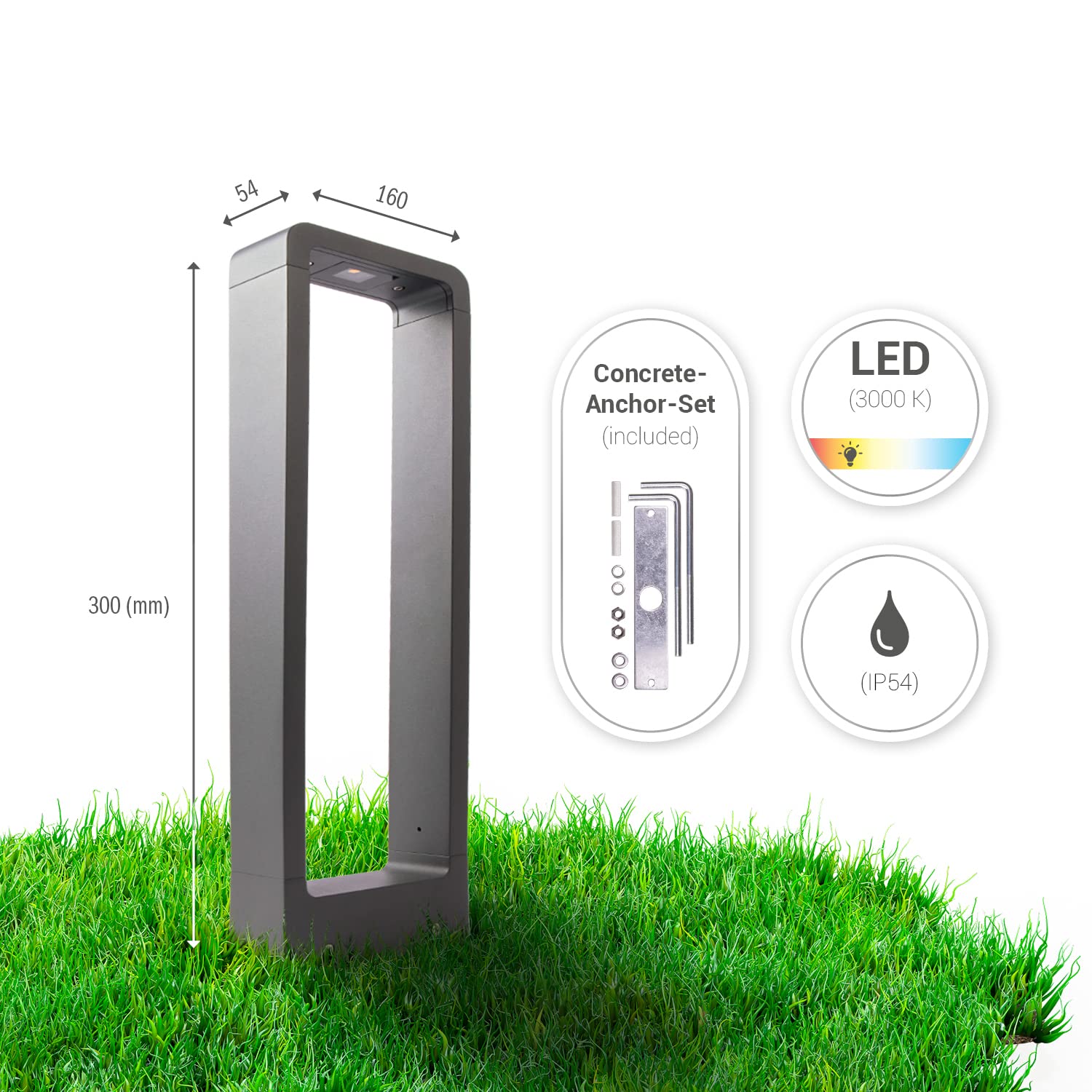 Paco Home Lampe Outdoor Außenlampe Deko Garten Wegeleuchte Pollerleuchte Gartenhaus Standleuchte E27 IP54, Farbe:Typ 1 - LED, Leuchtenform__Größe:30cm