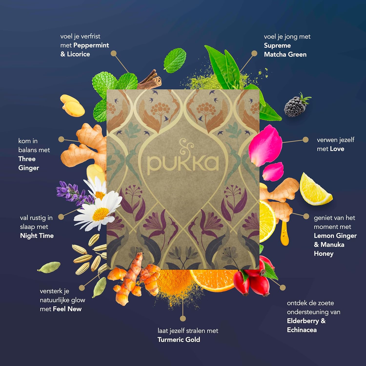 Pukka Coffret Sélection: 45 Tisanes Bio Ayurvédiques | Idée Cadeau Noël & Anniversaire - Image détaillée