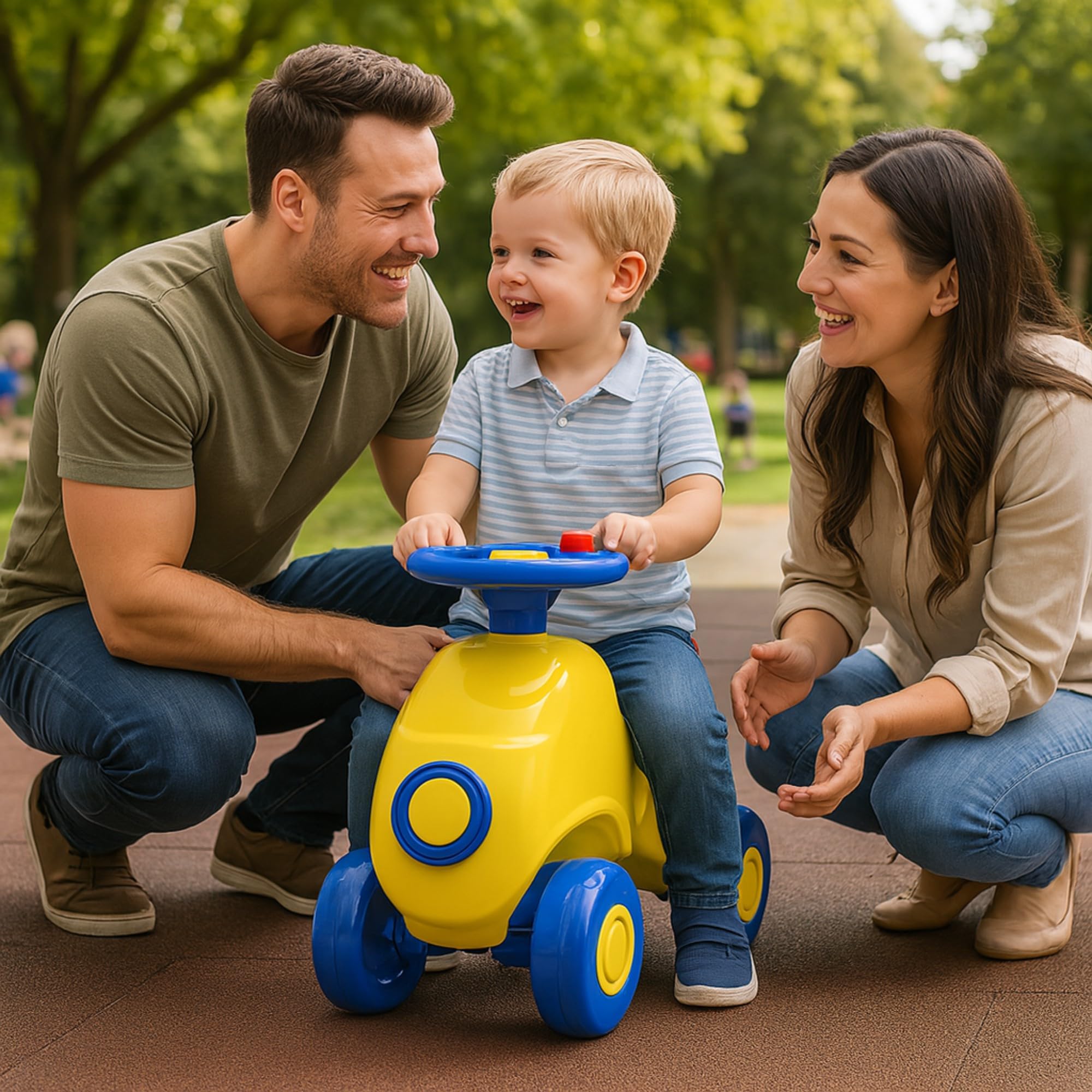 Amazon Brand - Jam & Honey Car Ride On for Kids | for 18+ Months | Push Car with Backrest | Steering Wheel | Horn | Indoor or Outdoor Toy | BIS Approved | Safe and Fun Toy