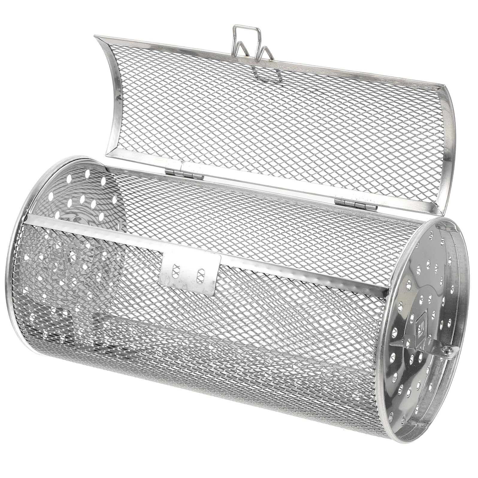 Jaula de Acero Inoxidable Plata para Parrilla Giratoria | Calentamiento Uniforme, Usos Amplios, Apta para Carnes y Setas, para Restaurante y Reuniones Familiares
