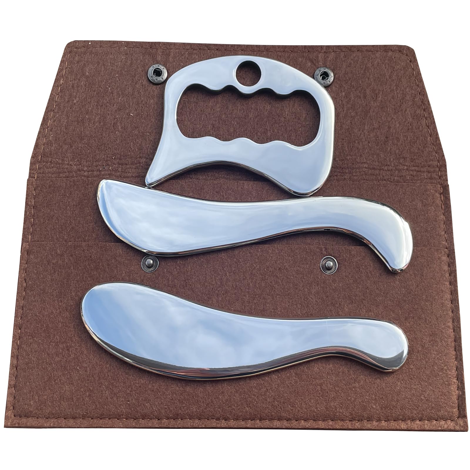 FORQOQO Gua sha Massage Tool Gua Sha Stainless Steel Gua Sha Muscle Scraper Massage Tool IASTM Tool Set(3pcs) for Soft Tissue Mobilization Tool Physical Therapy(3)