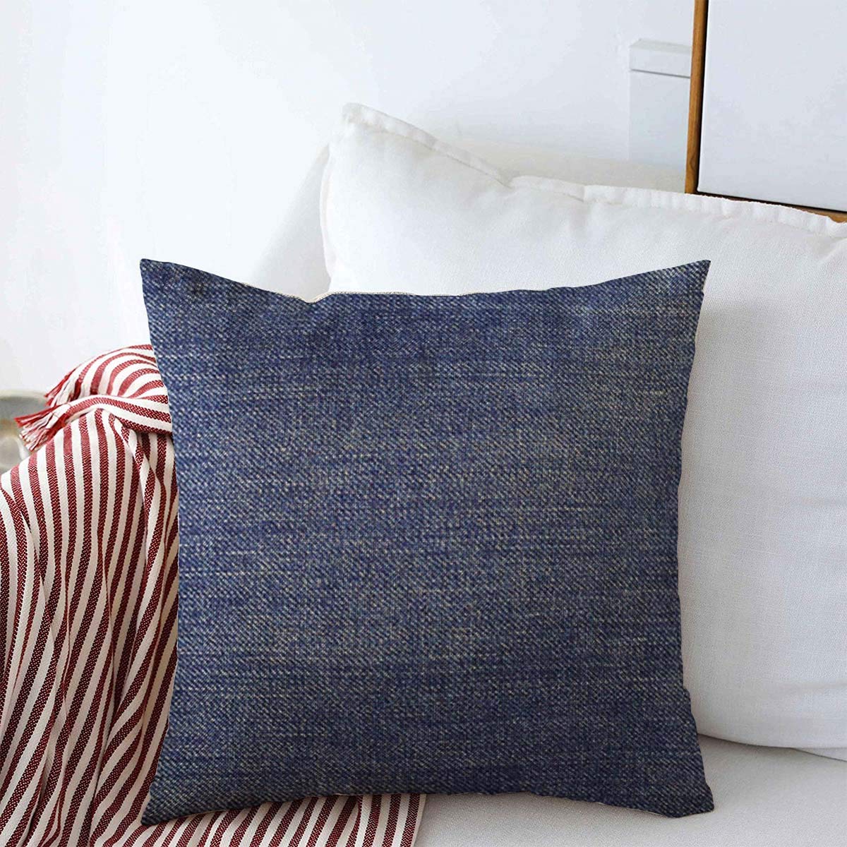 Jeanerlor Cotton Linen Square Decorative Throw Pillow Case