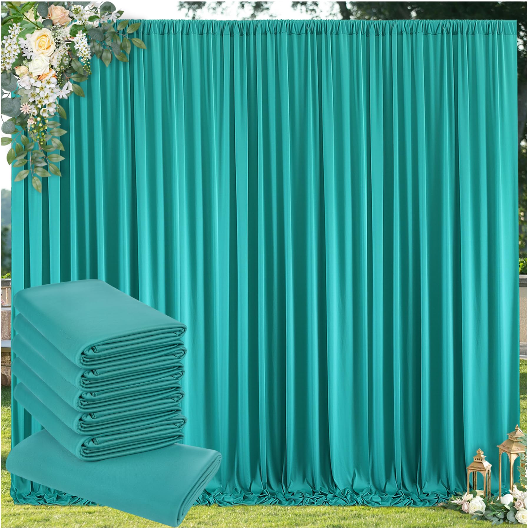 10 ft x 30 ft Wrinkle Free Turquoise Backdrop Curtain for Parties, Thick Polyester Teal Photo Backdrop Drapes,6 Panels 5ft x 10ft for Baby Shower Wedding Engagement Birthday Mermaid Party