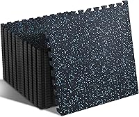 Vista 1 de SUPERJARE 0.4'' Thick 24 Pcs 96 Sq Ft Rubber Top Exercise Equipment Mats, High Density EVA Foam Mats with Rubber Top, Interlocking Gym Flooring for