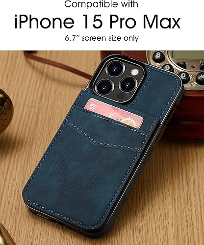 Miniatura 2 de Funda tipo cartera compatible con iPhone 15 Pro Max de piel sintética con ranura para tarjetero, cierre magnético con función atril de 6.7 pulgadas
