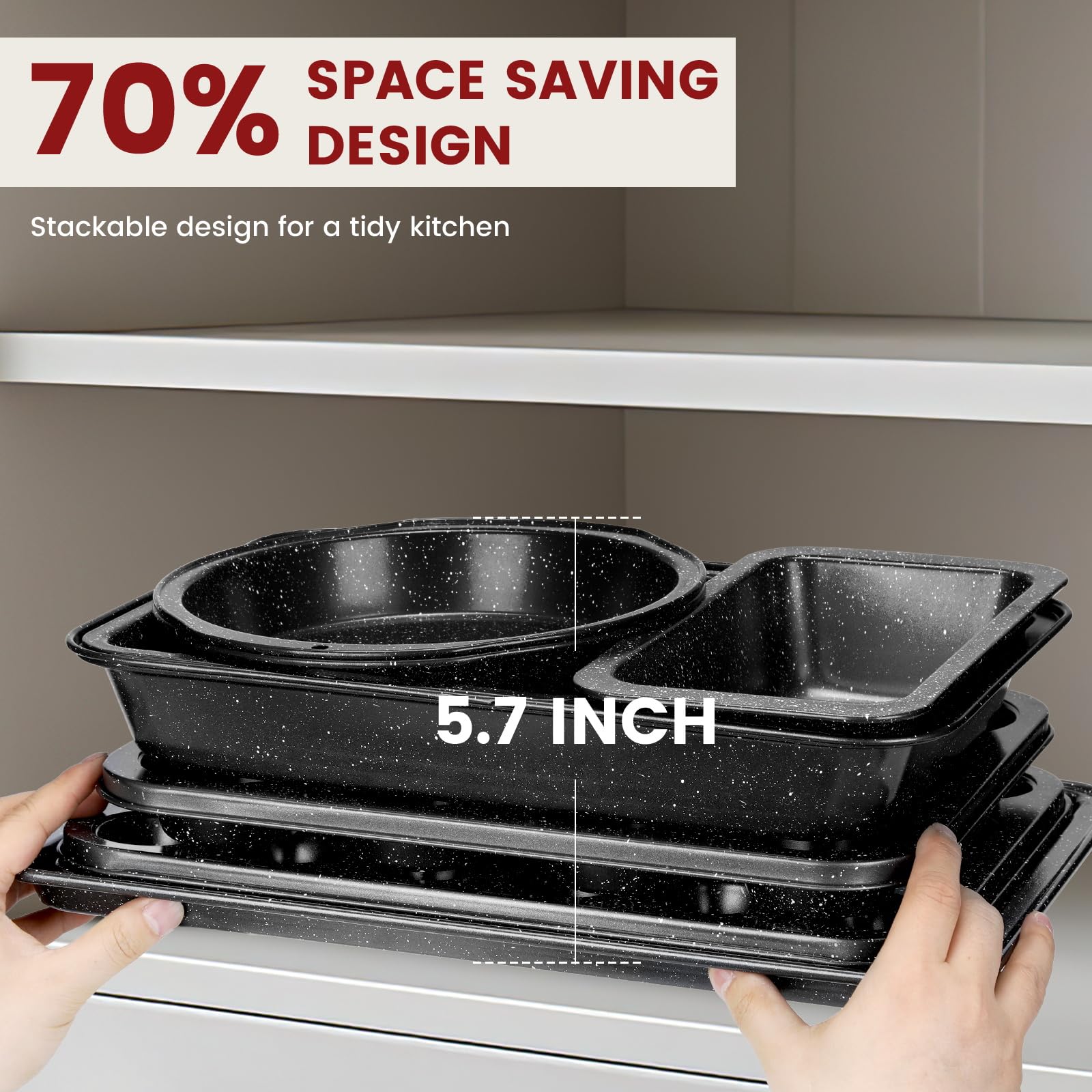 Terlulu 10 Stück Backformen Set, Backformen Sets Antihaft, Backset für Ofen Kochen, Stapelbar Kohlenstoffstahl Set enthalten Keksbleche, Muffinform, Kuchenform, Pizza-Pfanne, Kastenform, Bratpfanne