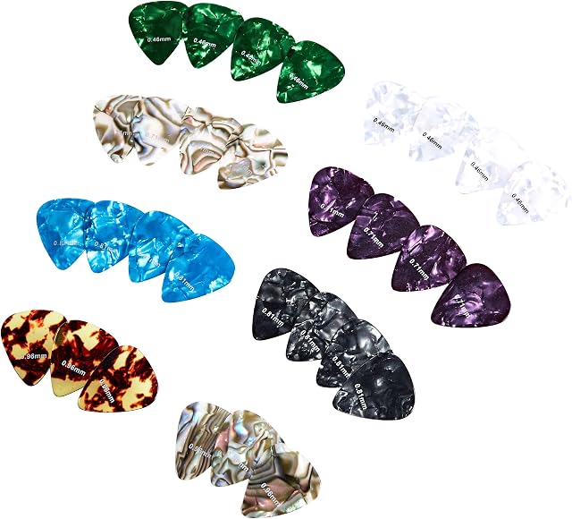 Amazon Basics Guitar Picks, Mixed Colors, Celluloid, 30-Pieces